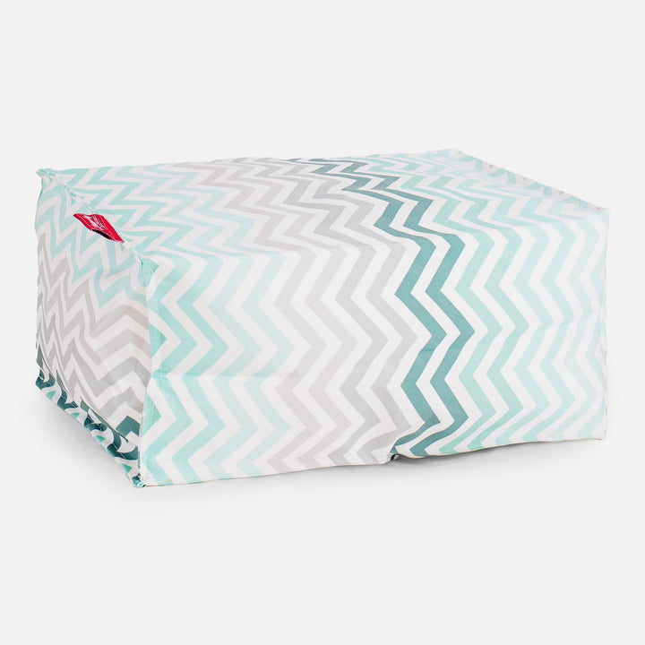 Liten Fotskammel - Geo Trykk Chevron Turkis 01