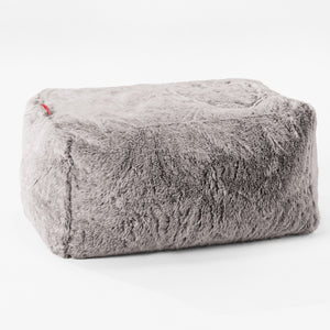 Liten Fotskammel - Kanin-fuskepels Lysegrå