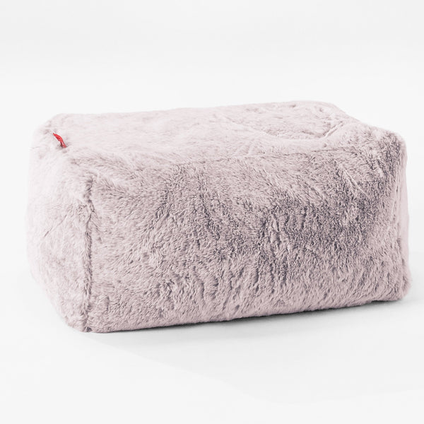 Liten Fotskammel - Kanin-fuskepels Støvete Rosa 01