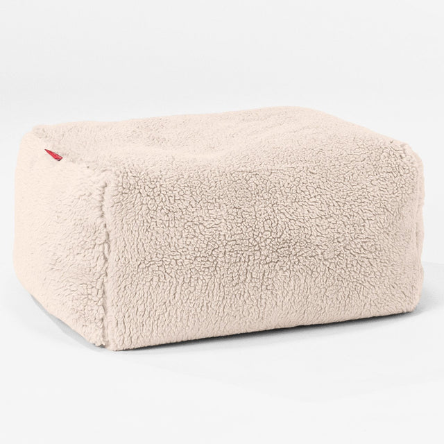 Liten Fotskammel - Teddy-fuskepels Krem 01