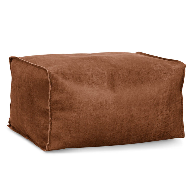 Liten Fotskammel - Vintage Skinn Britisk Brun 01