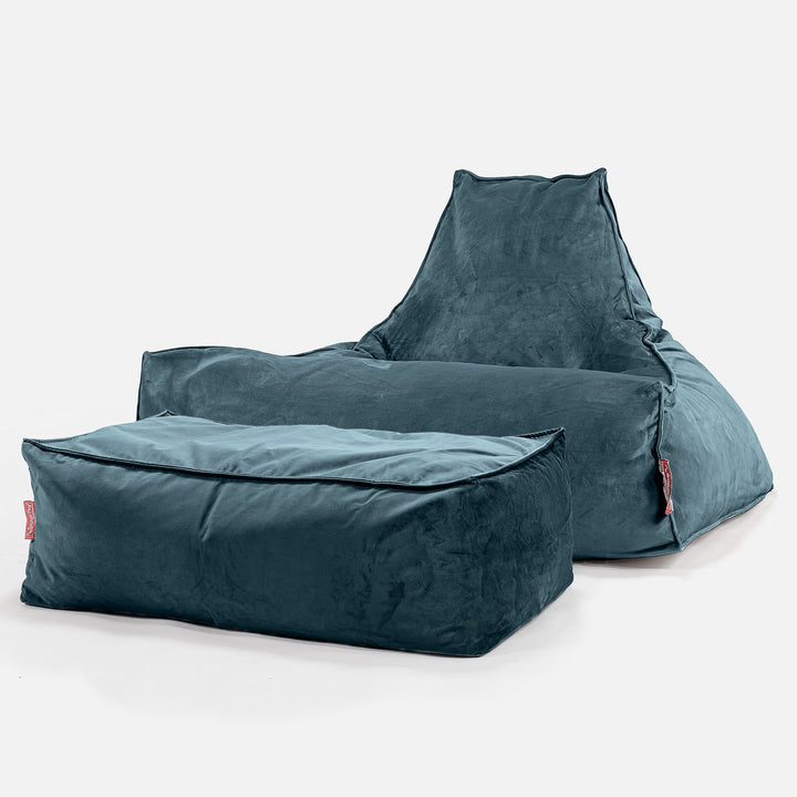 Lounge Saccosekk - Fløyel Mørketurkis 02