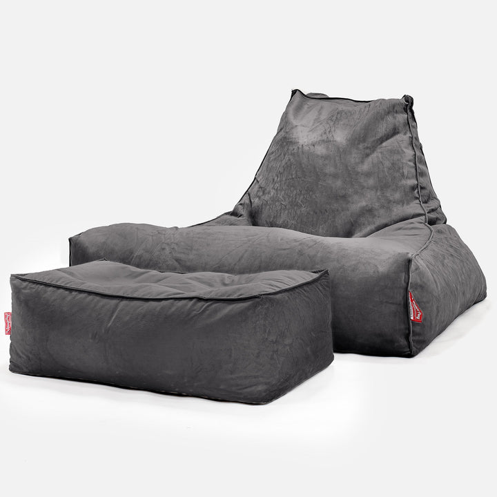 Mega-Lounge Saccosekk - Fløyel Grafitt 02