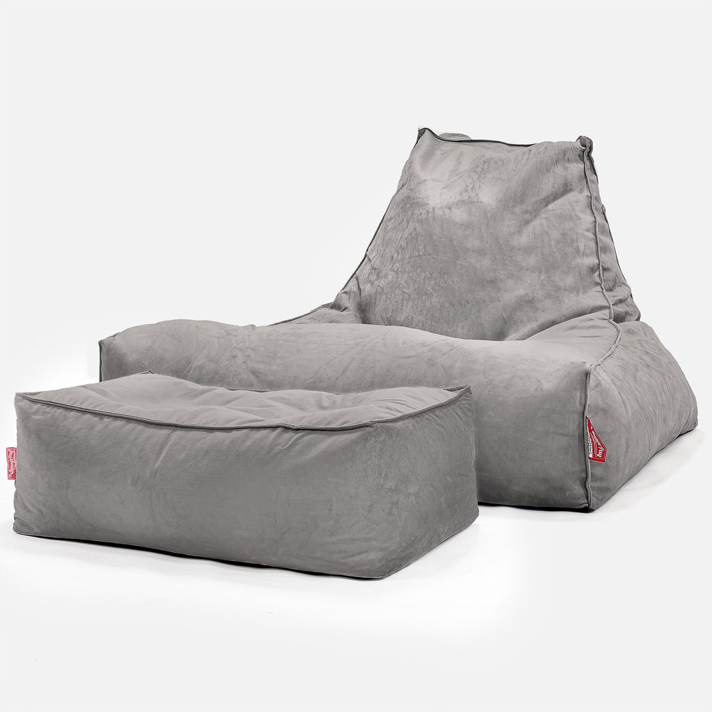 Mega-Lounge Saccosekk - Fløyel Sølv 02