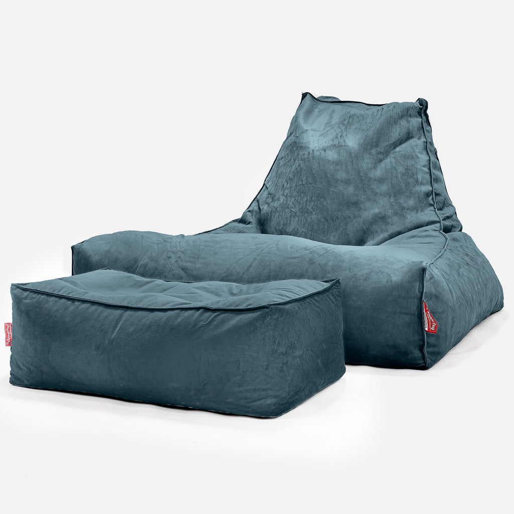 Mega-Lounge Saccosekk - Fløyel Mørketurkis 02