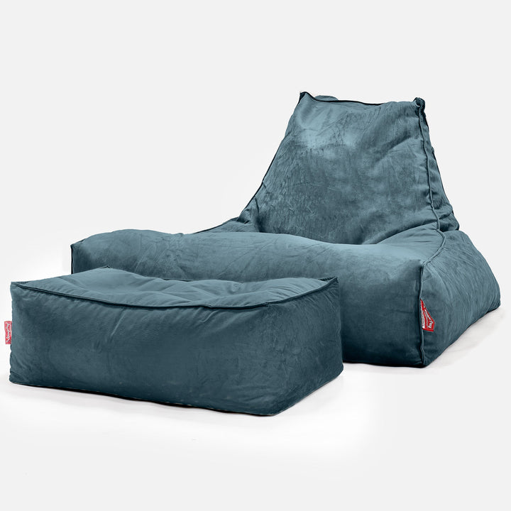 Mega-Lounge Saccosekk - Fløyel Mørketurkis 02