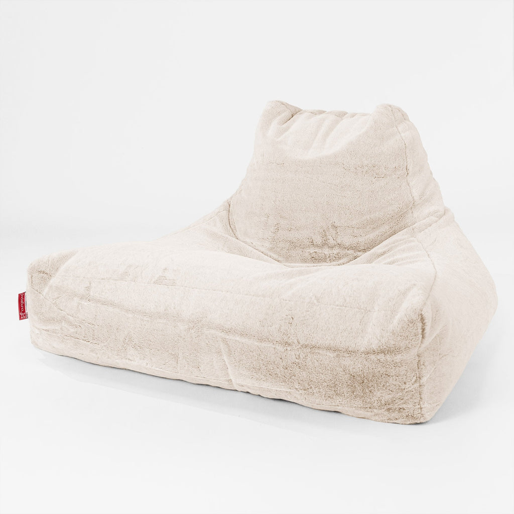Mega-Lounge Saccosekk - Kanin-fuskepels Hvit 01