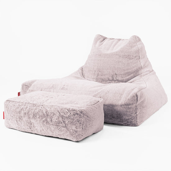 Mega-Lounge Saccosekk - Kanin-fuskepels Støvete Rosa 02