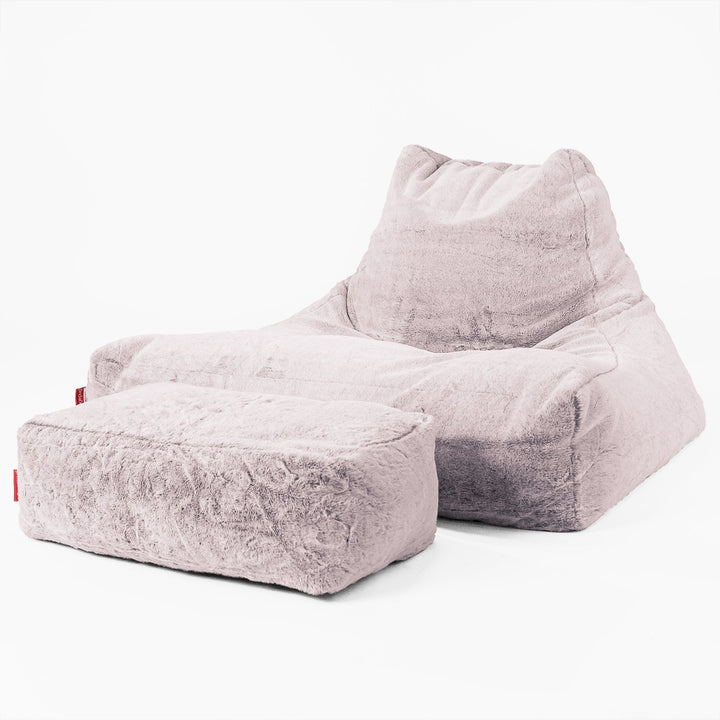Mega-Lounge Saccosekk - Kanin-fuskepels Støvete Rosa 02