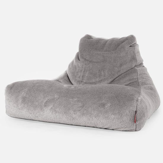 Mega-Lounge Saccosekk - Teddy-fuskepels Mellomgrå 01
