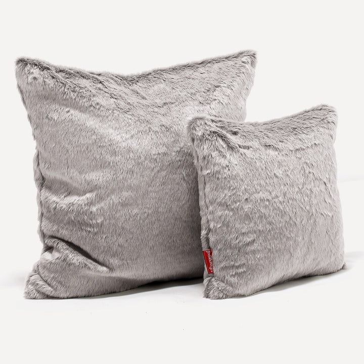Putetrekk 47 x 47cm - Kanin-fuskepels Lysegrå 02