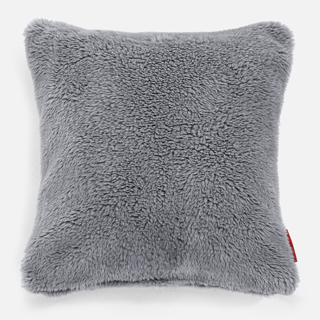 Putetrekk 47 x 47cm - Teddy-fuskepels Mørkegrå 01