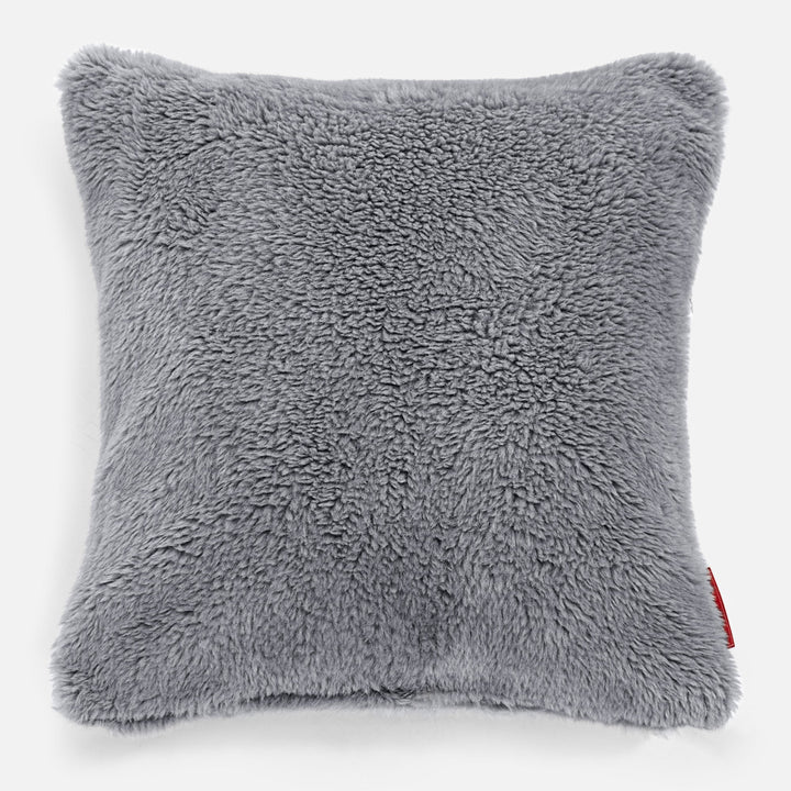 Putetrekk 47 x 47cm - Teddy-fuskepels Mørkegrå 01