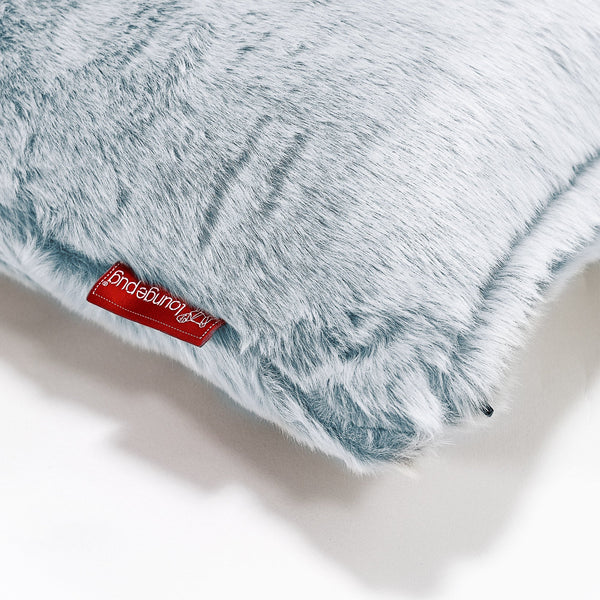Rektangulær Putetrekk 35 x 50cm - Kanin-fuskepels Støvete Blå Fabric Close-up Image