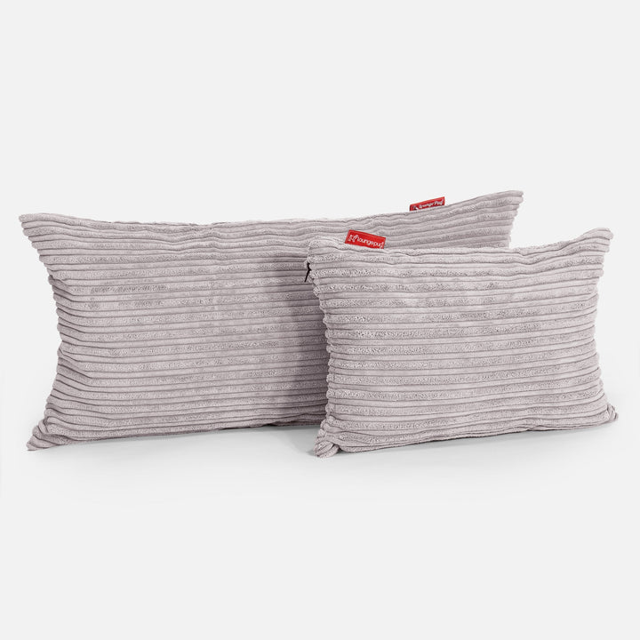 Rektangulær Putetrekk 35 x 50cm - Kordfløyel Aluminium Sølv 03