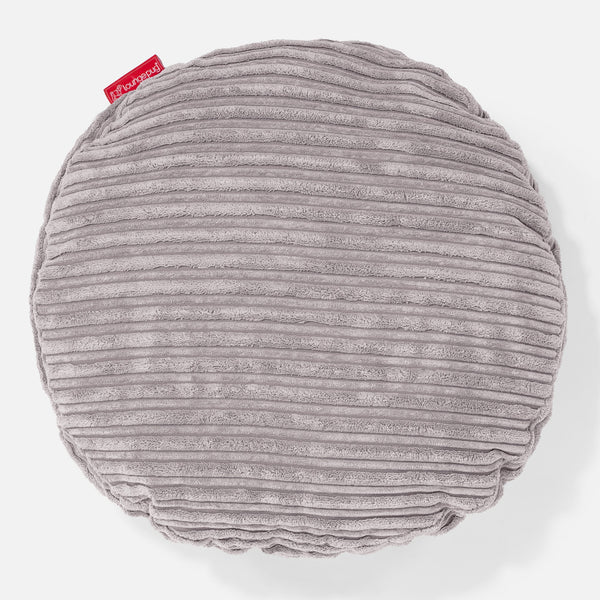 Rund Putetrekk 50cm - Klassisk Cord Aluminium Sølv 01