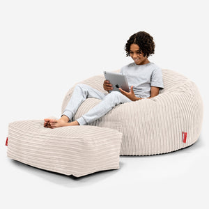 Sakkosekk Sofa for Barn 6-14 år - Kordfløyel Elfenben