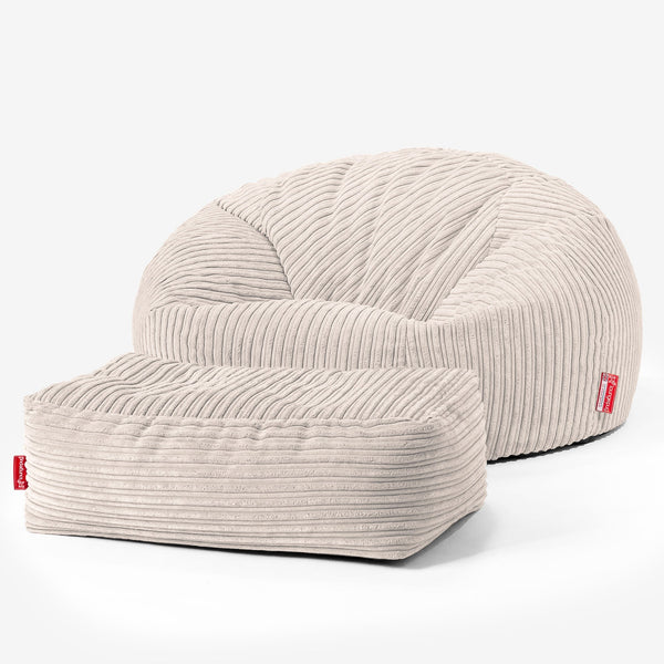 Saccosekk Sofa for Barn 6-14 år - Kordfløyel Elfenben 01