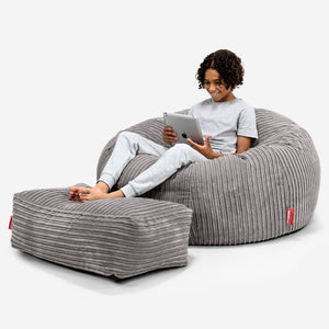 Sakkosekk Sofa for Barn 6-14 år - Kordfløyel Grafitt