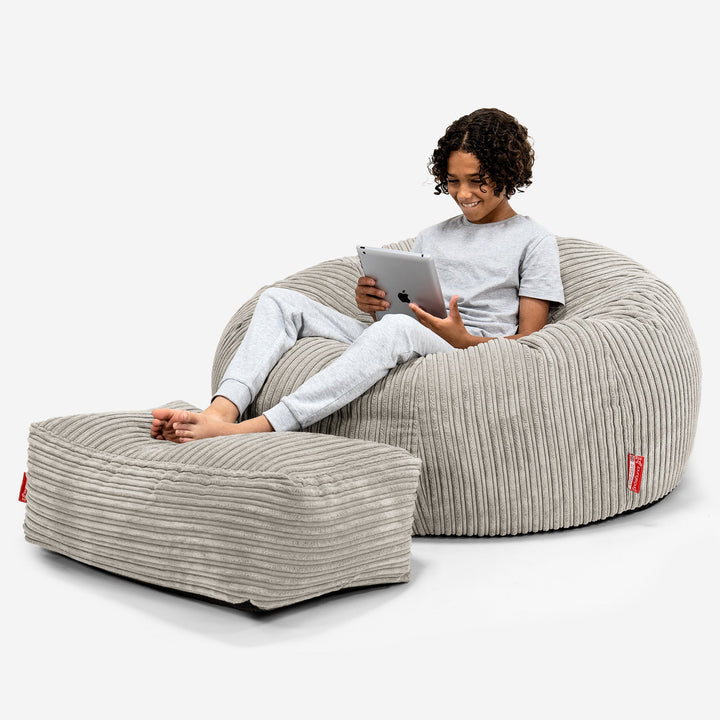 Saccosekk Sofa for Barn 6-14 år - Kordfløyel Mink 01