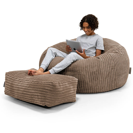 Saccosekk Sofa for Barn 6-14 år - Kordfløyel Mokka 01