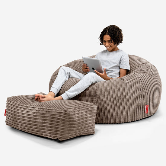 Saccosekk Sofa for Barn 6-14 år - Kordfløyel Mokka 01