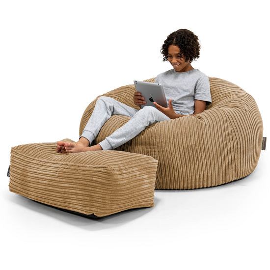 Saccosekk Sofa for Barn 6-14 år - Kordfløyel Sand 01