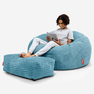 Sakkosekk Sofa for Barn 6-14 år - Kordfløyel Turkis