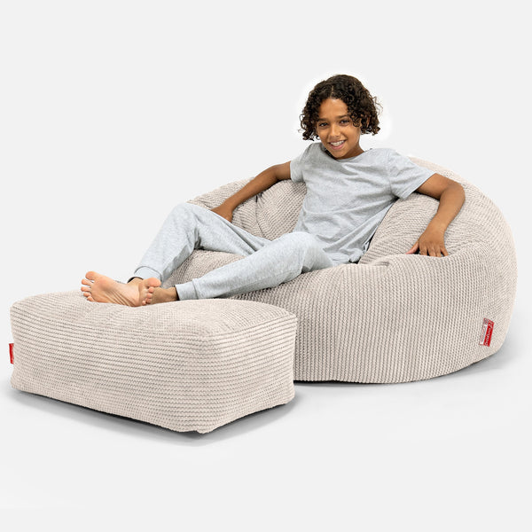 Saccosekk Sofa for Barn 6-14 år - Pom-pom Elfenben 01