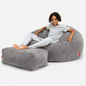 Sakkosekk Sofa for Barn 6-14 år - Pom-pom Koksgrå