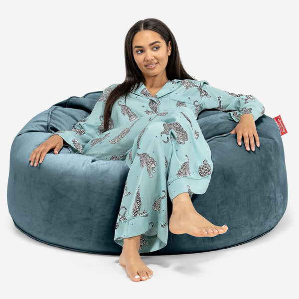 Saccosekk Sofa 'Mammut' - Fløyel Mørketurkis 01
