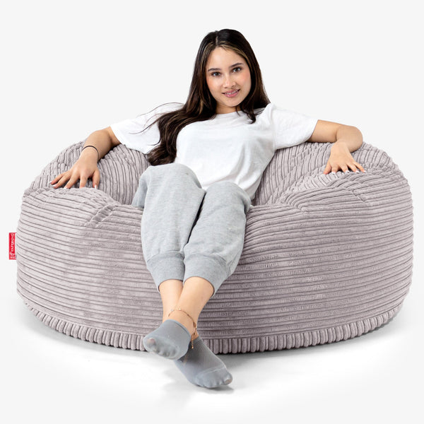 Saccosekk Sofa 'Mammut' - Kordfløyel Aluminium Sølv 01