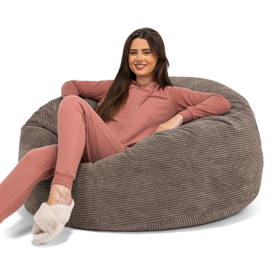 Saccosekk Sofa 'Mammut' - Pom-pom Sjokolade 01