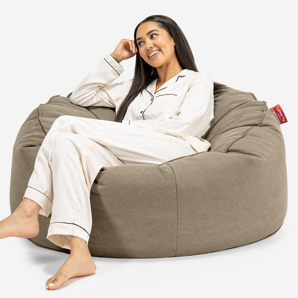 Saccosekk Sofa 'Mammut' - Steinvasket Denim Khaki 01