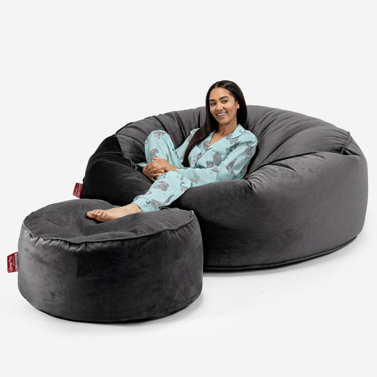 Saccosekk Sofa 'Mega-Mammut' - Fløyel Grafitt 02