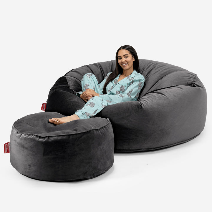 Saccosekk Sofa 'Mega-Mammut' - Fløyel Grafitt 02
