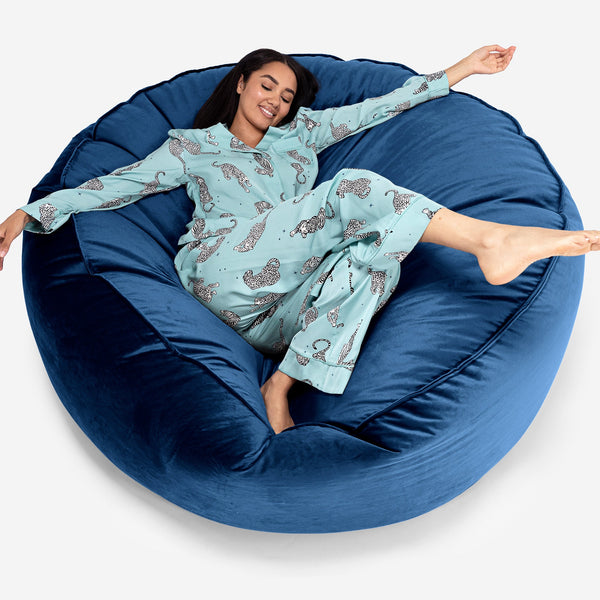 Saccosekk Sofa 'Mega-Mammut' - Fløyel Marineblå 01