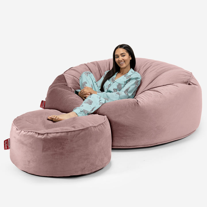 Saccosekk Sofa 'Mega-Mammut' - Fløyel Rosa 02