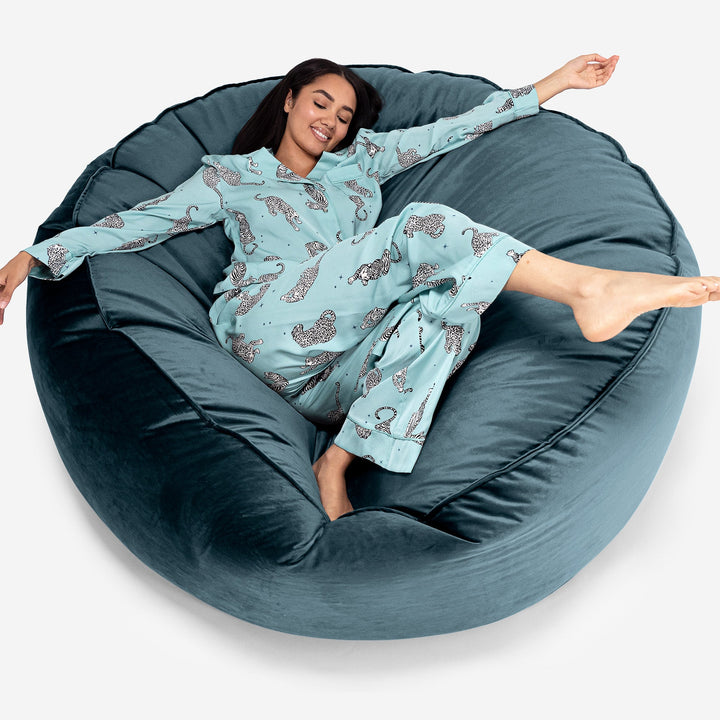 Saccosekk Sofa 'Mega-Mammut' - Fløyel Mørketurkis 01