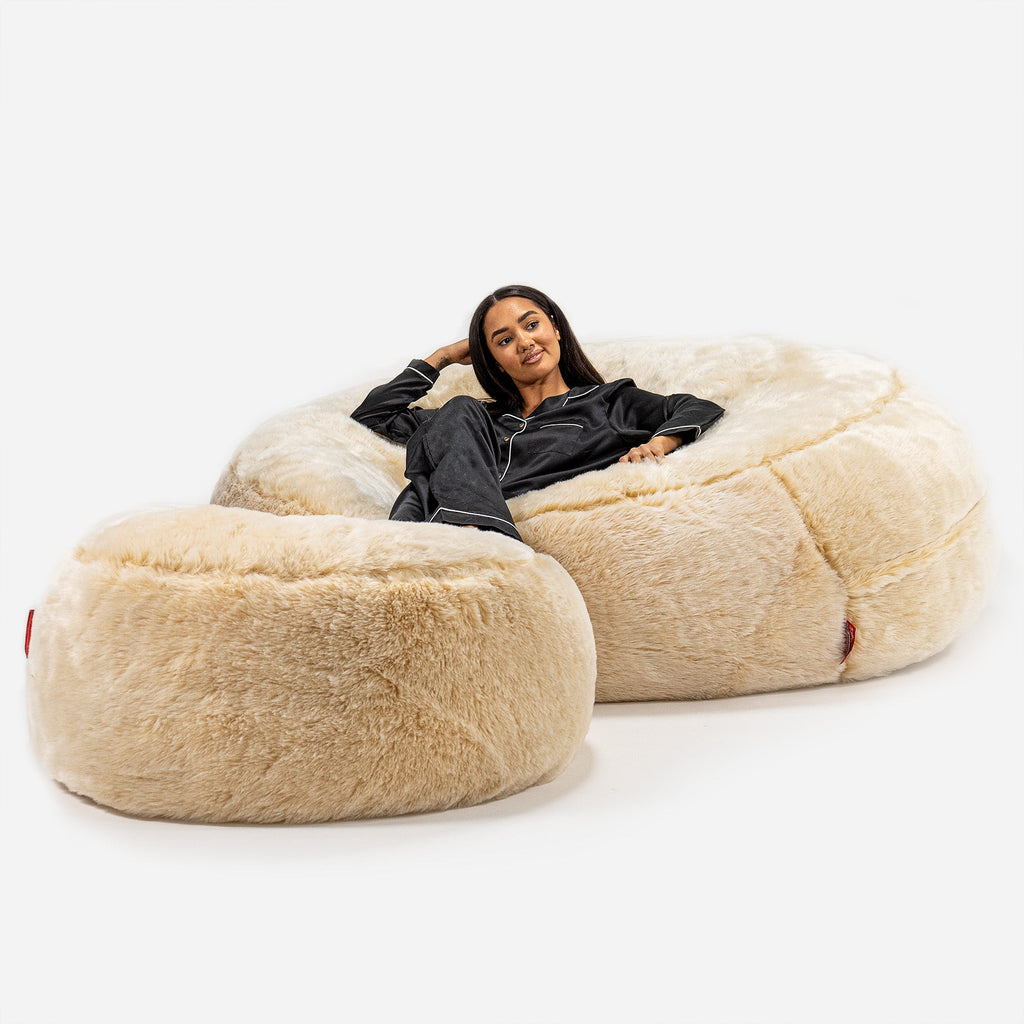 Saccosekk Sofa 'Mega-Mammut' - Fuskepels Hvit 02