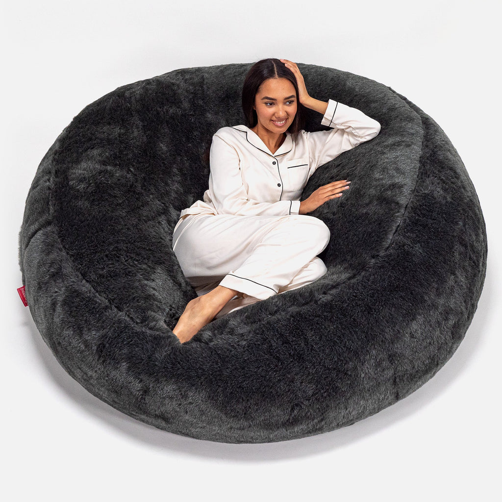 Saccosekk Sofa 'Mega-Mammut' - Fuskepels Svart 01