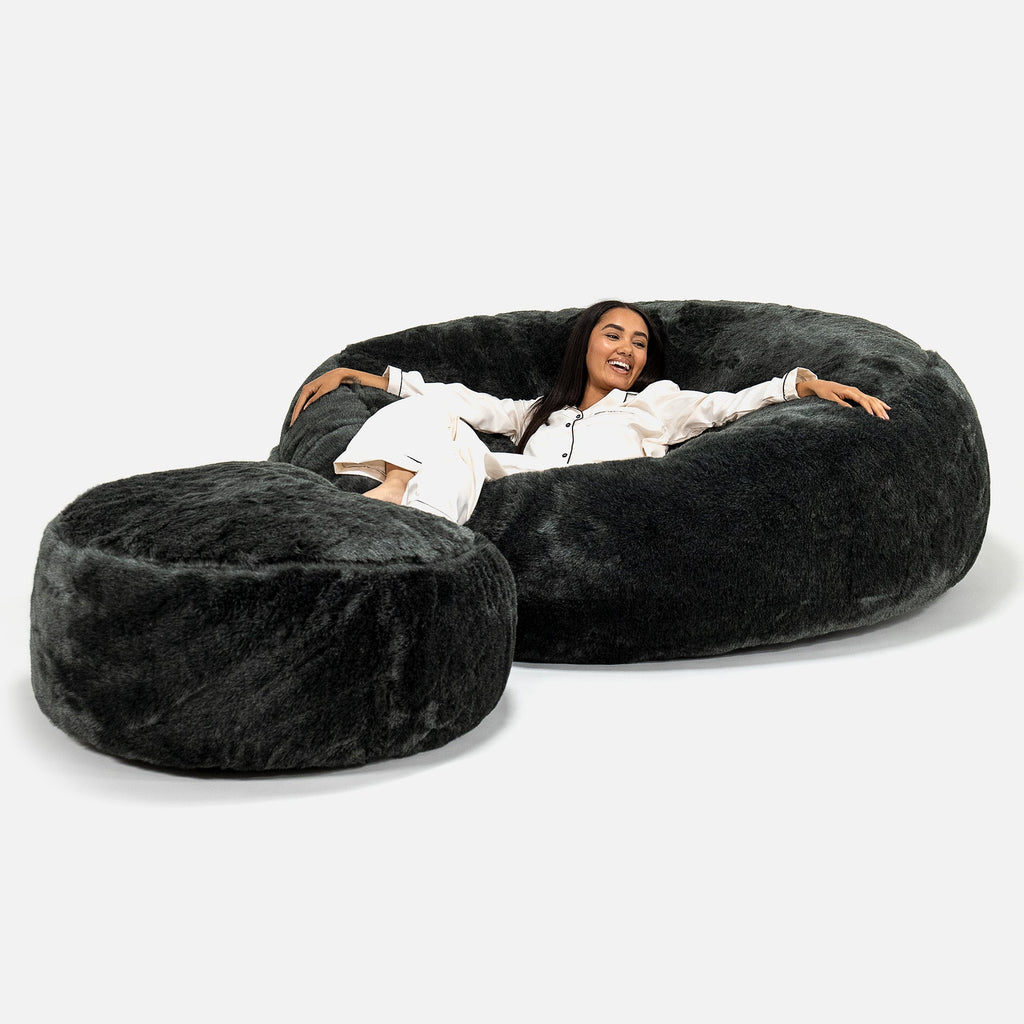 Saccosekk Sofa 'Mega-Mammut' - Fuskepels Svart 02