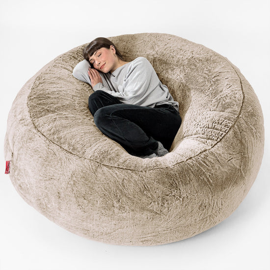 Saccosekk Sofa 'Mega-Mammut' - Kanin-fuskepels Gyllenbrun 01