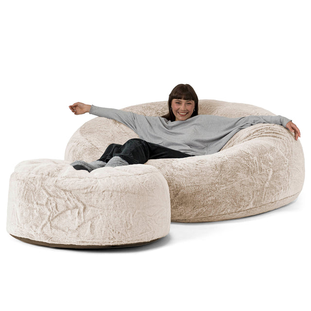 Saccosekk Sofa 'Mega-Mammut' - Kanin-fuskepels Gyllenbrun 02