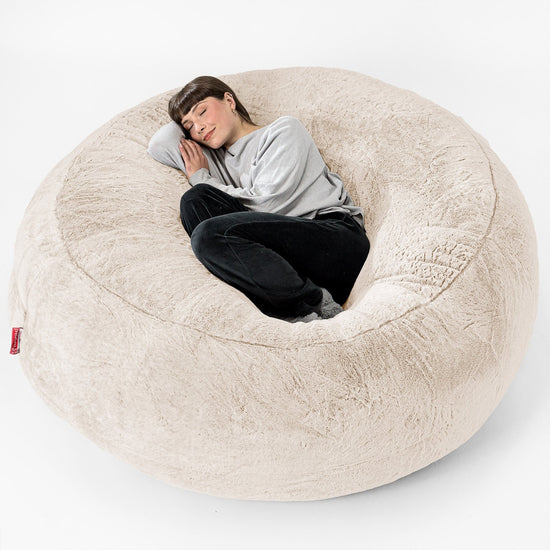 Saccosekk Sofa 'Mega-Mammut' - Kanin-fuskepels Hvit 01