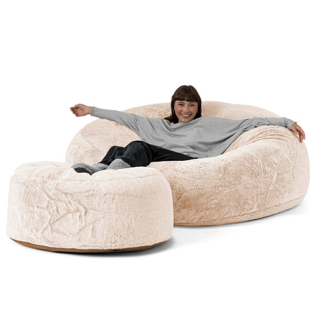 Saccosekk Sofa 'Mega-Mammut' - Kanin-fuskepels Hvit 02
