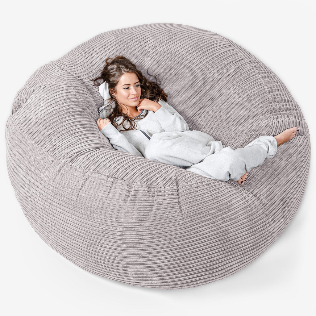 Saccosekk Sofa 'Mega-Mammut' - Kordfløyel Aluminium Sølv 01