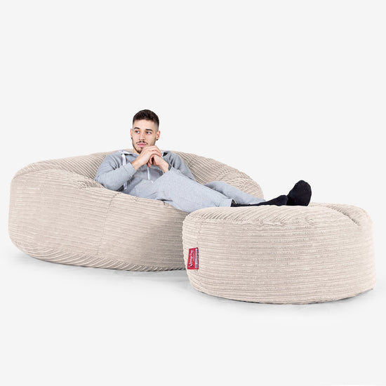 Saccosekk Sofa 'Mega-Mammut' - Kordfløyel Elfenben 02