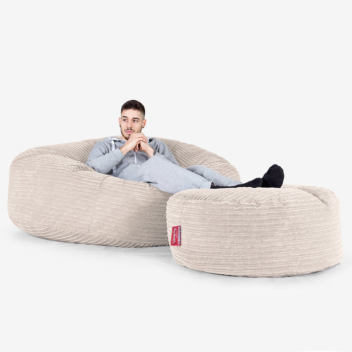 Saccosekk Sofa 'Mega-Mammut' - Kordfløyel Elfenben 02