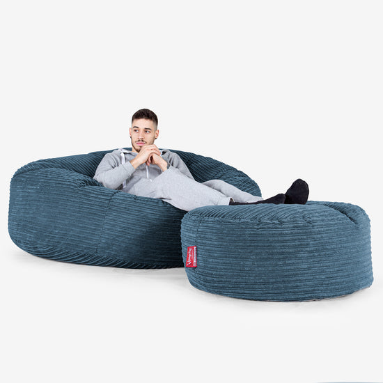 Saccosekk Sofa 'Mega-Mammut' - Kordfløyel Marineblå 02